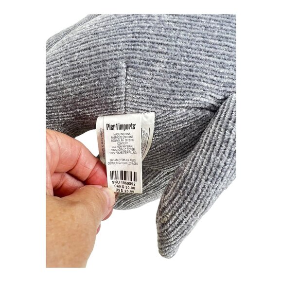 Pier 1 Imports Plush Gray Corduroy Elephant Toy Stuffed Animal Sewn Eyes - Picture 3 of 9